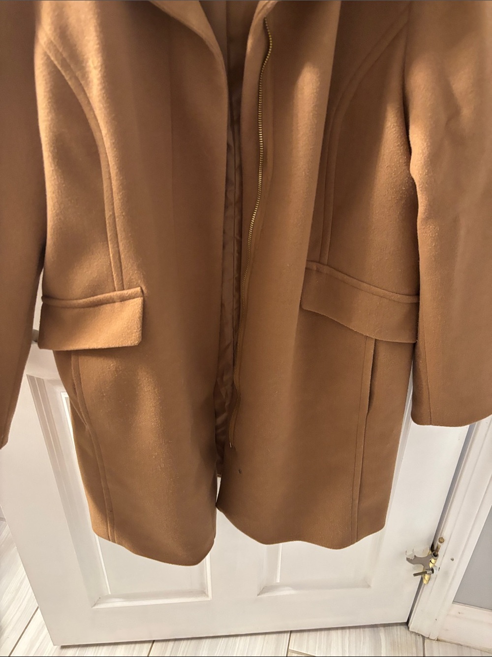 Nine West Camel Trench Coat with Flap Pockets